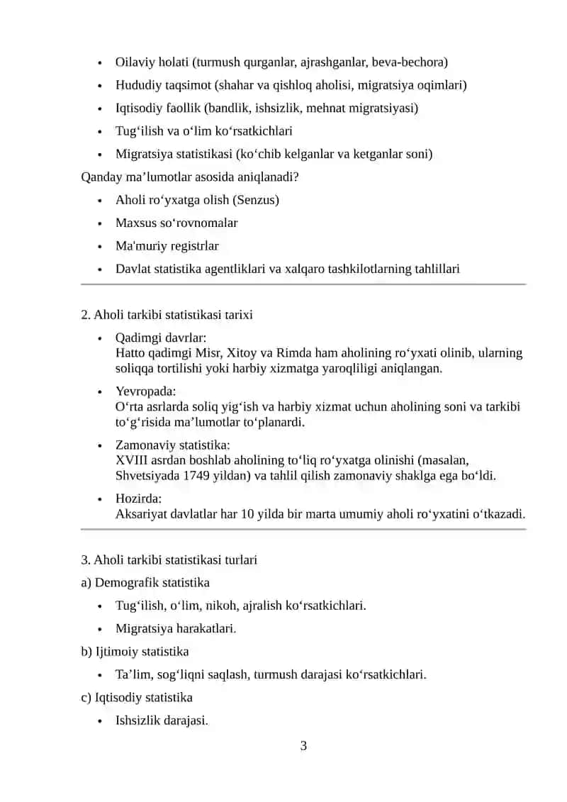 Aholi tarkibi statistikasi 3