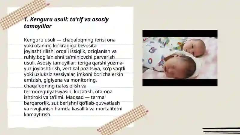 Chala tug'ilgan chaqaloqlarni kenguru usuli bilan boqish 3