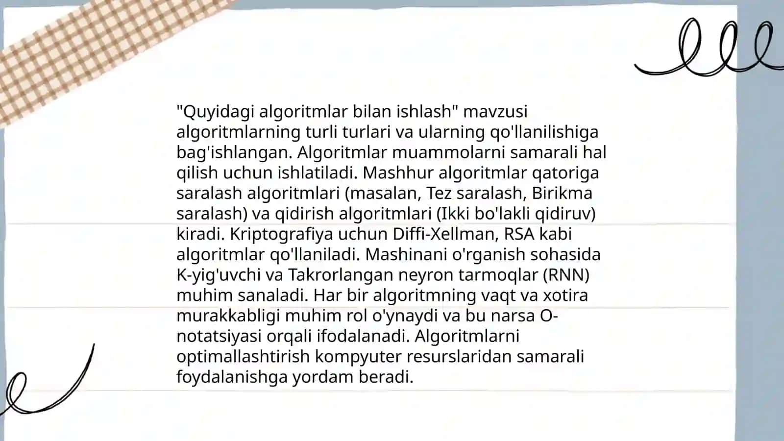 Standart algoritmlar bilan ishlash 3