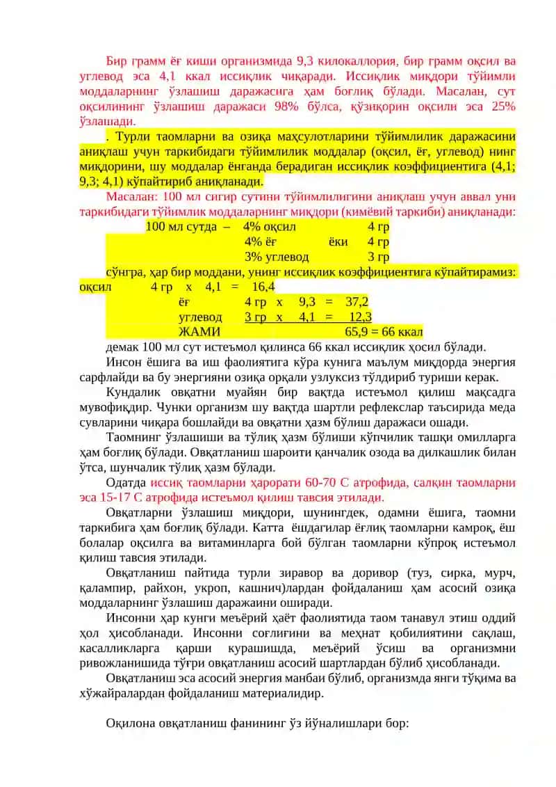 Ovqat va uning hazm bòlishi haqida tushuncha 3