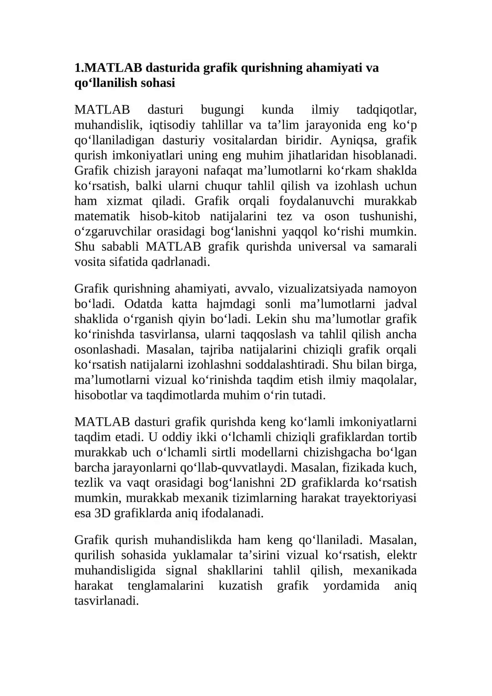 MATLAB’da grafik chizish: 2D va 3D grafiklarni qurish 3
