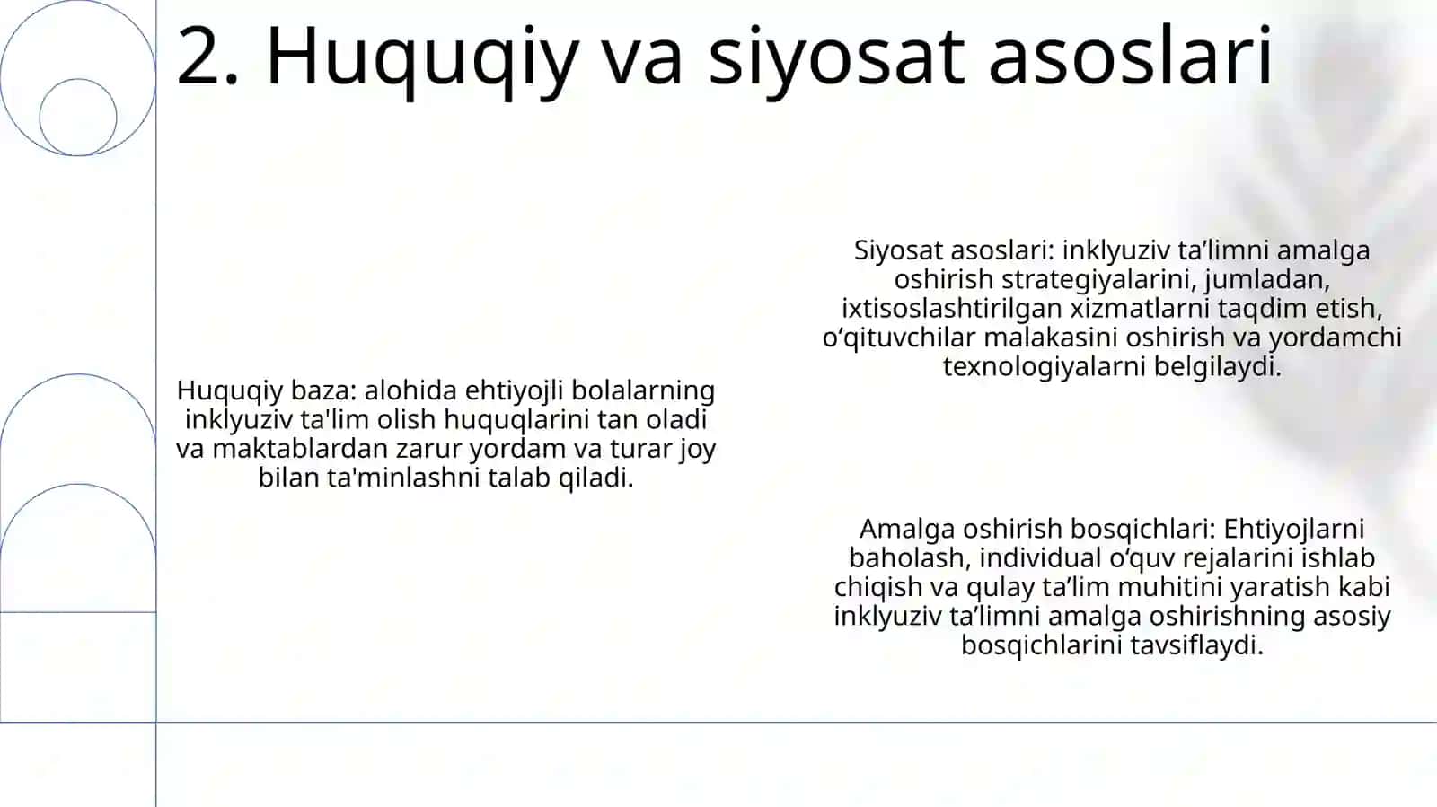 UmumtaʼLim Tashkilotlarida Alohida Ýordamga Muhtoj Bolalar Uchun Integratsiyalashgan TaʼLimni Amalga Oshirishning Asosiy Bosqichlari 3