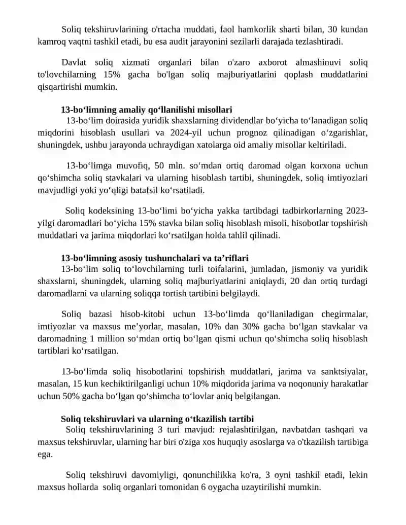 Soliq kodeksi 13 bob haqida 3