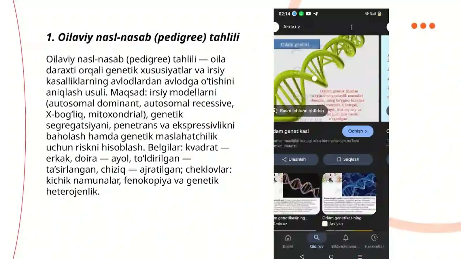 Odamlar genetikasini o'rganish usullari 3