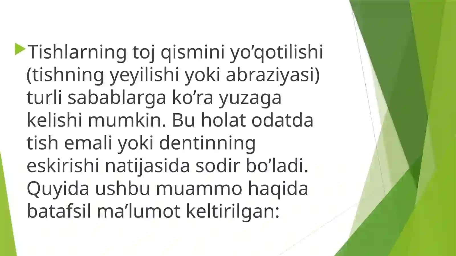 Tishlarni toj qismini yo‘qotilishi 3