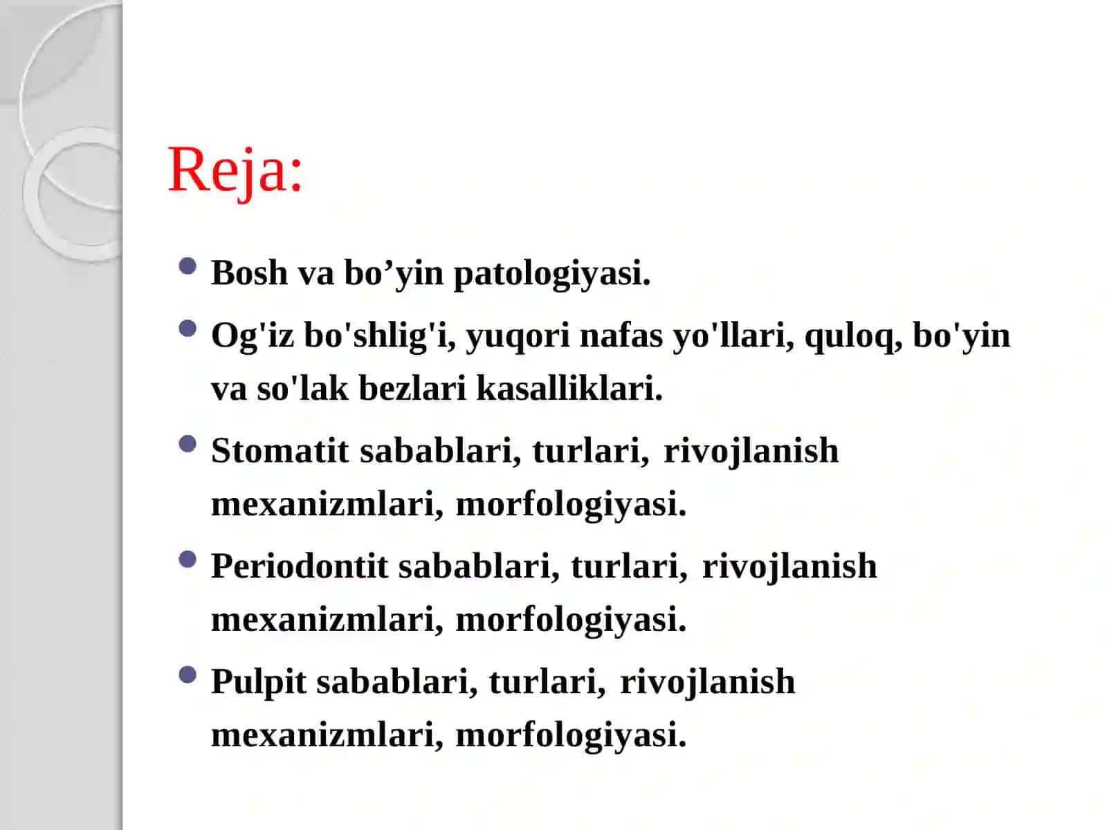 Boshvabo’yinpatologiyasi.Og'izbo'shlig'i,yuqorinafasyo'llari,quloq,bo'yinvaso'lakbezlarikasalliklari 3