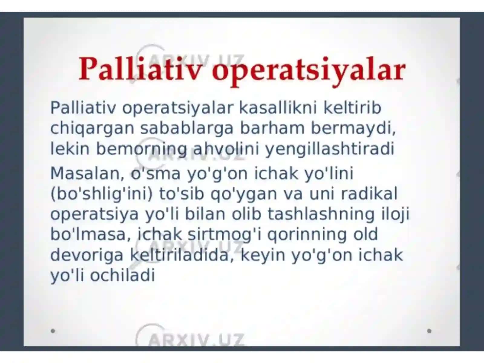Operatsiya turlari. Operatsiyadan keyin va oldingi davr 3
