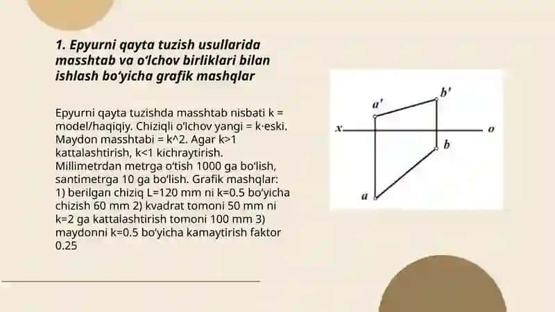 Epyurni qayta tuzish usullarida grafik va metrik masalalar yichishga mashq 3