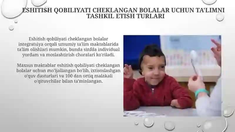 Eshitish qobiliyati cheklangan bolalar uchun ta'limni tashkil etish turlari 3