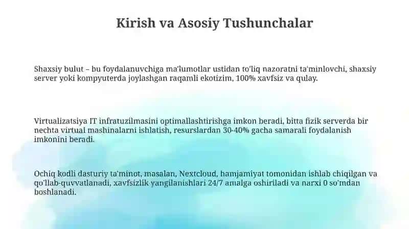 Shaxsiy Bulut va Virtualizatsiya: Imkoniyatlar Olamiga Kirish 3