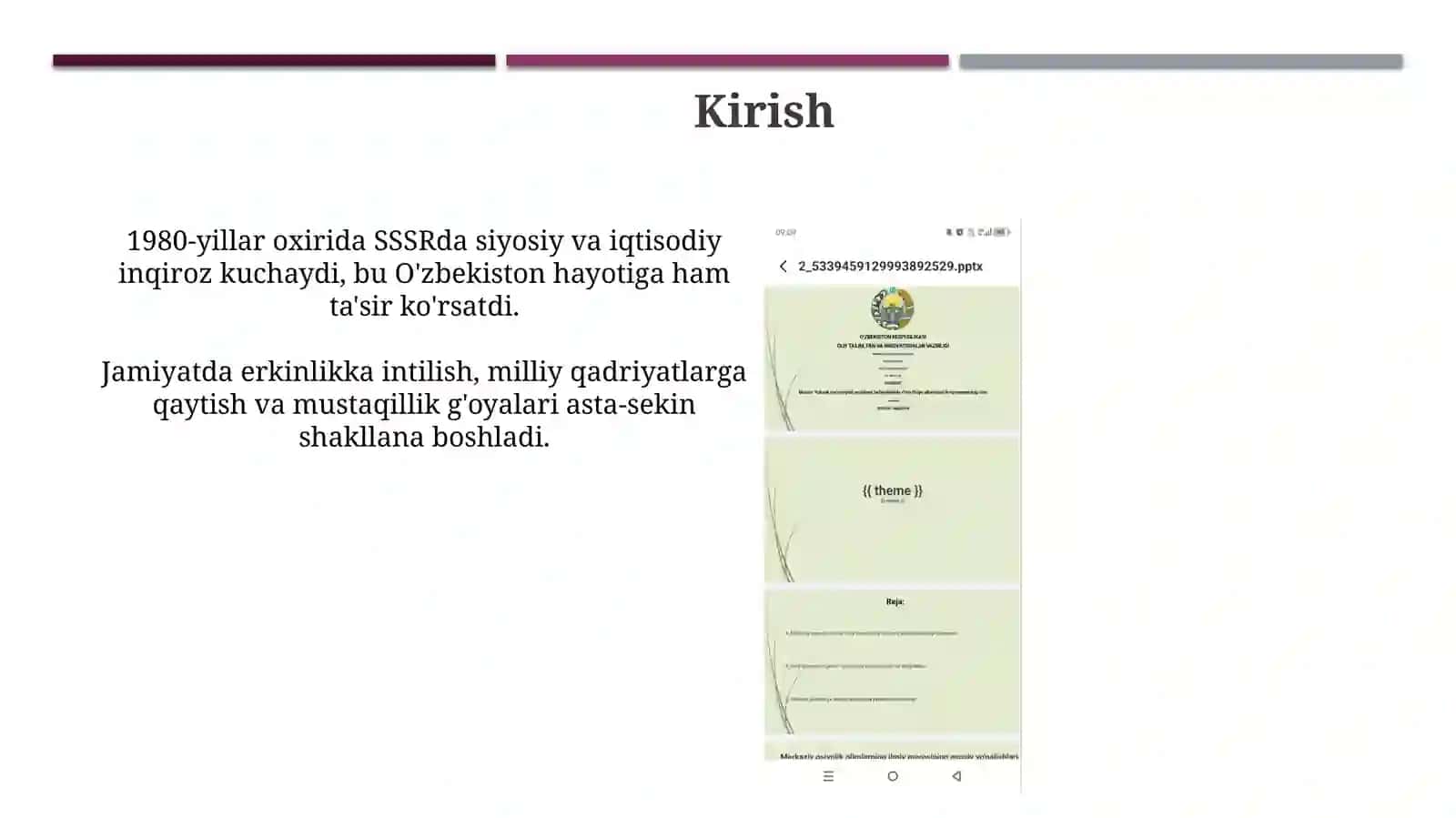 Mustaqillikka erishish arafasida O'zbekistondagi ijtimoiy-siyosiy jarayonlar 3
