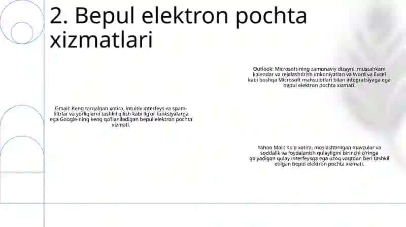 Elektron Pochta Xizmati Turlari 3