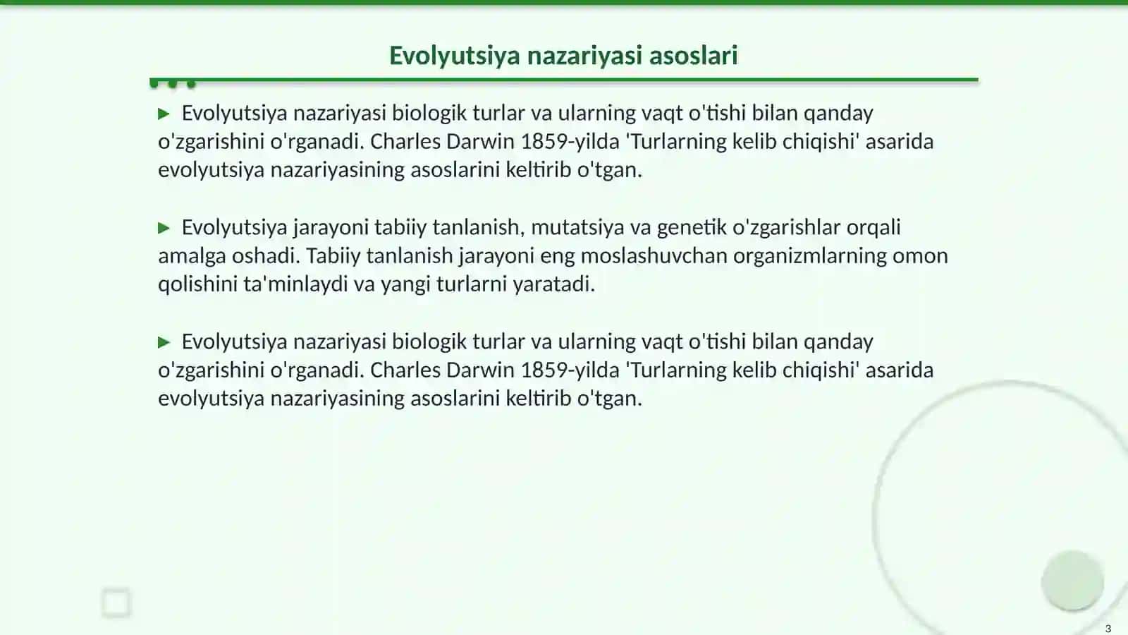 Oʻsimliklar va hayvonlar evolyutsiyasi 3