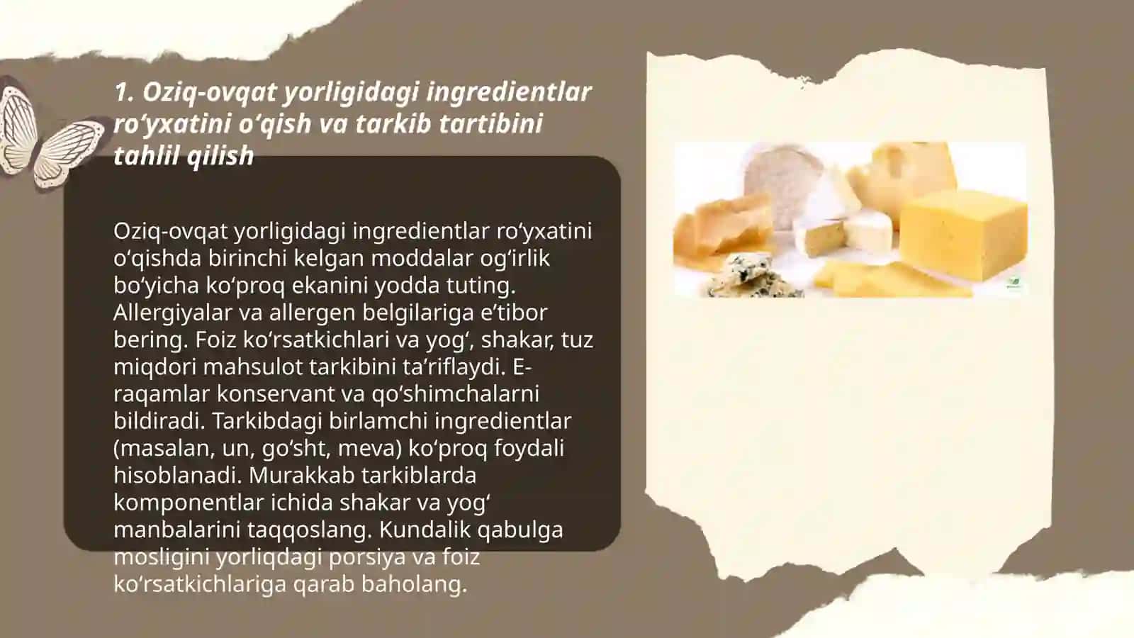 Oziq-ovqat mahsulotlarining tarkibi 3