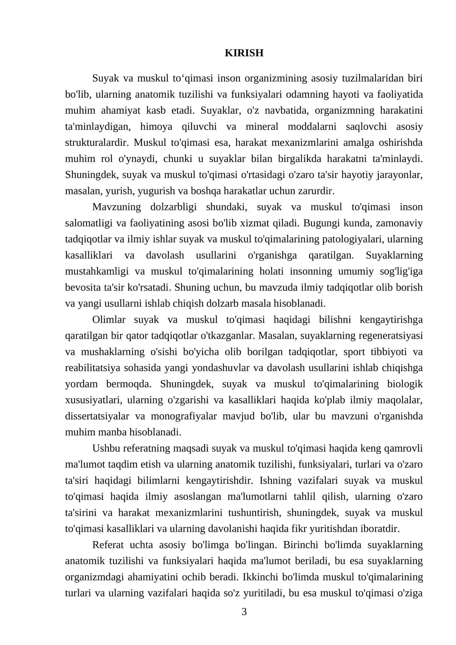 Suyak va muskul toʻqimasi haqida 3