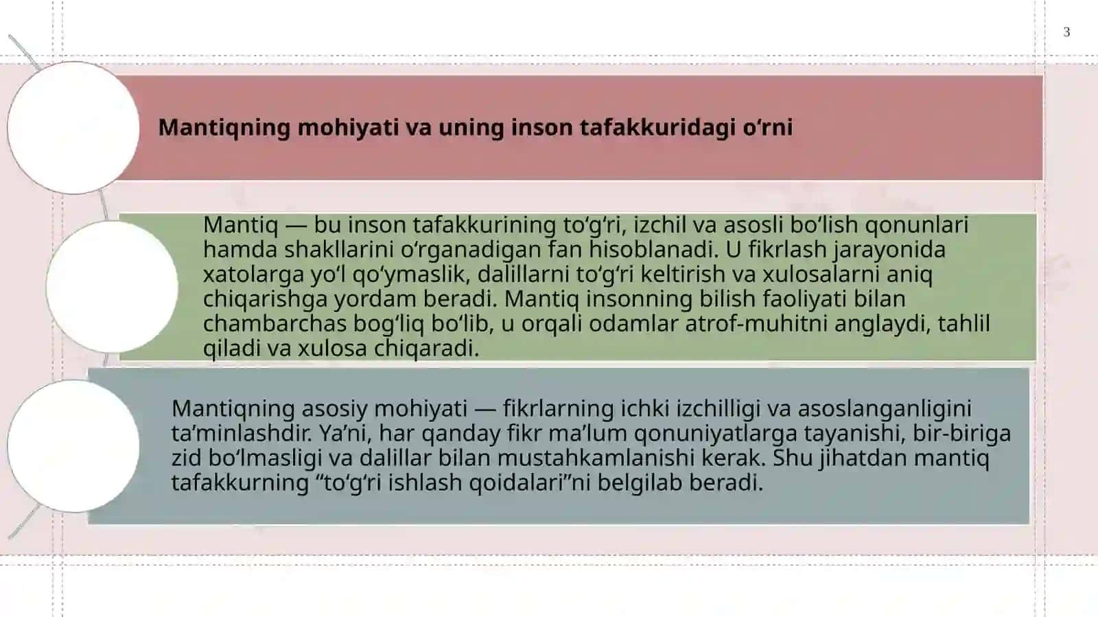 Mantiqning mohiyati. Formal, noformal, dialektik, matematik mantiqning o‘zaro aloqasi. 3