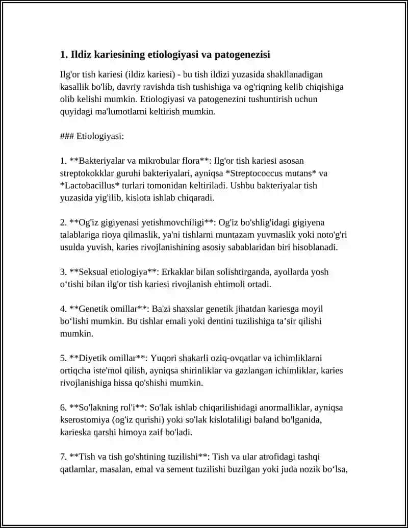 ILDIZ KARIESI: KLINIKASI, TASHXISLASH VA DAVOLASH 3