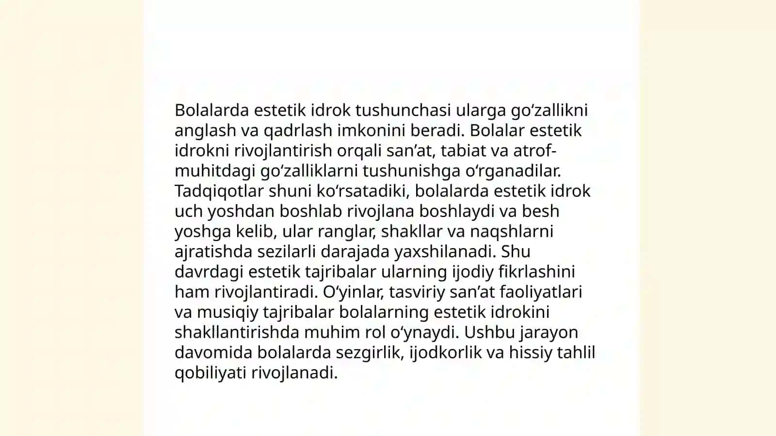 Bolalarda estetik idrok etishni shakllantirishda tasviriy san’atning ahamiyati 3