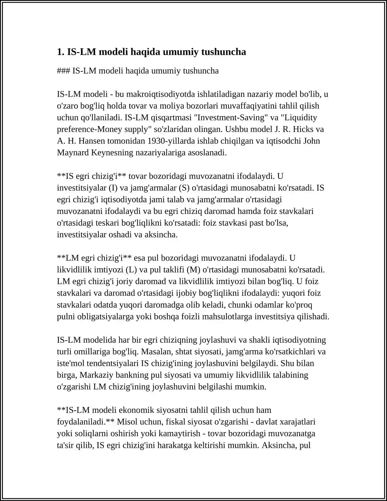 IS-LM MODELIDA DAVLAT BYUDJET- SOLIQ SIYOSATI 3