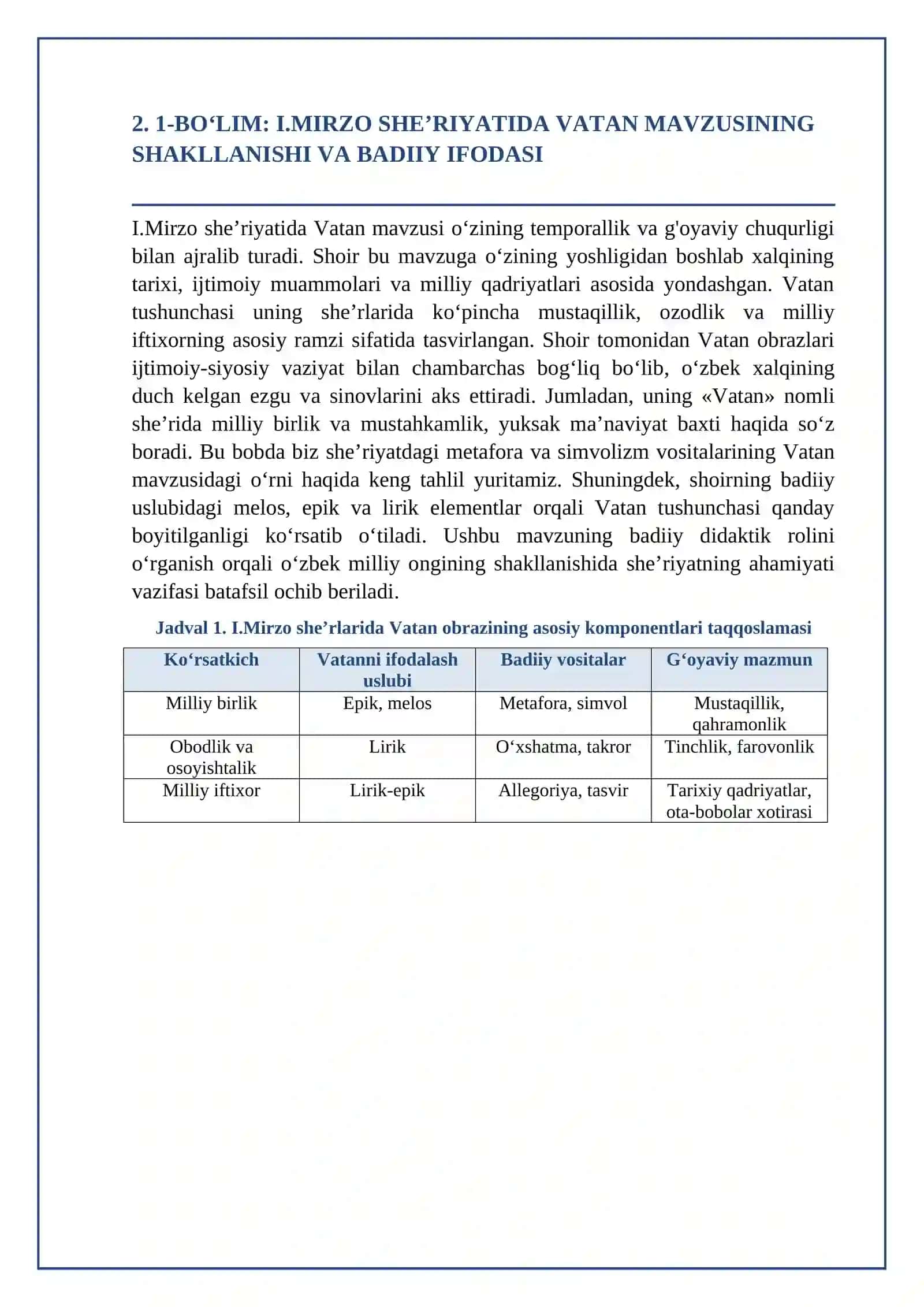 I. Mirzo she’riyatida Vatan mavzusining badiiy va falsafiy ifodasi 3
