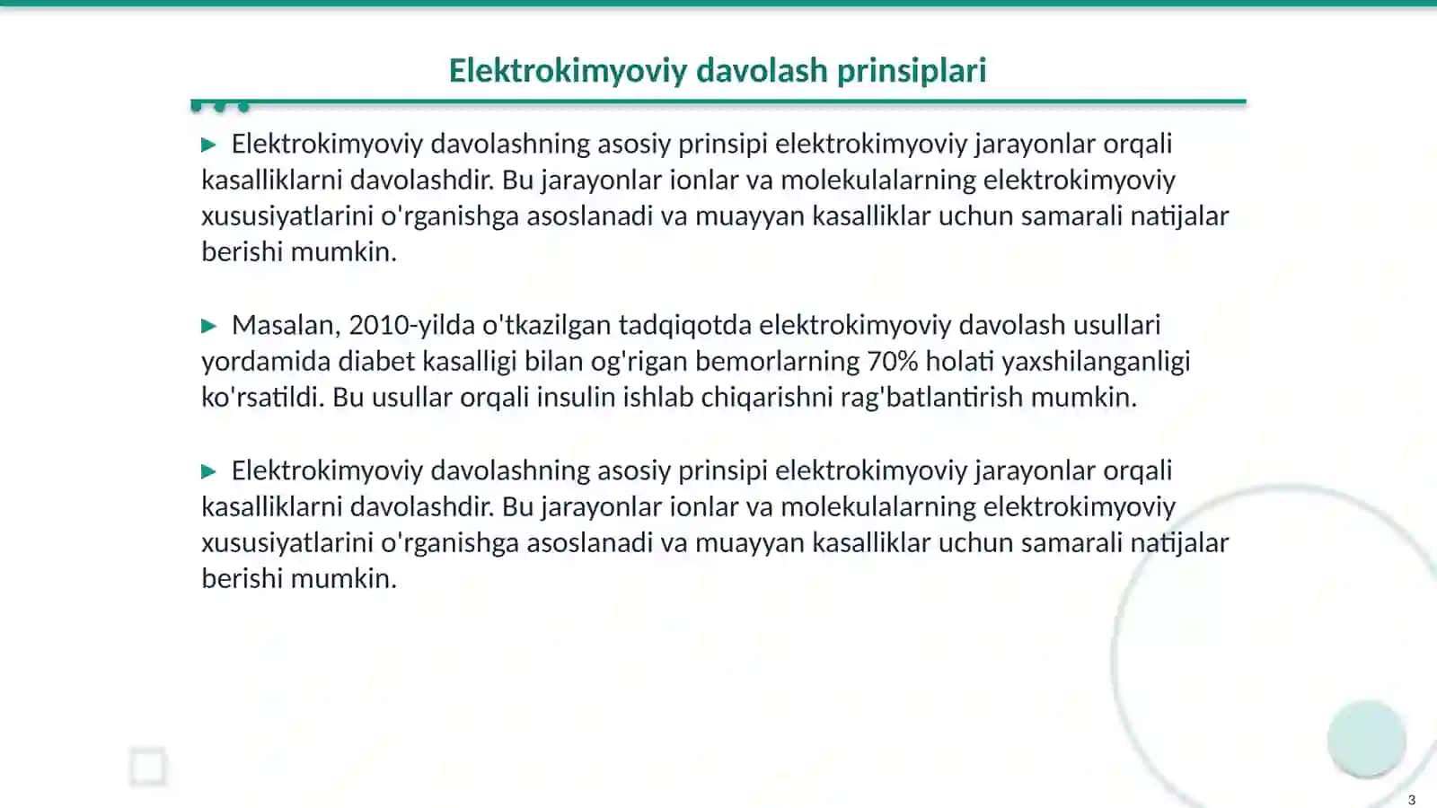 Elektrokimyoviy davolash va diagnostika 3