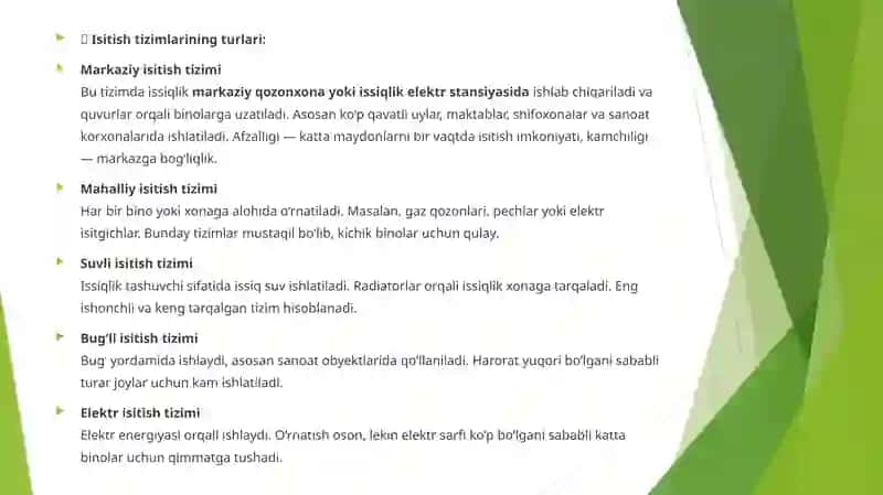 Isitish, ventilyatsiya va havoni tozalash tizimlari 3