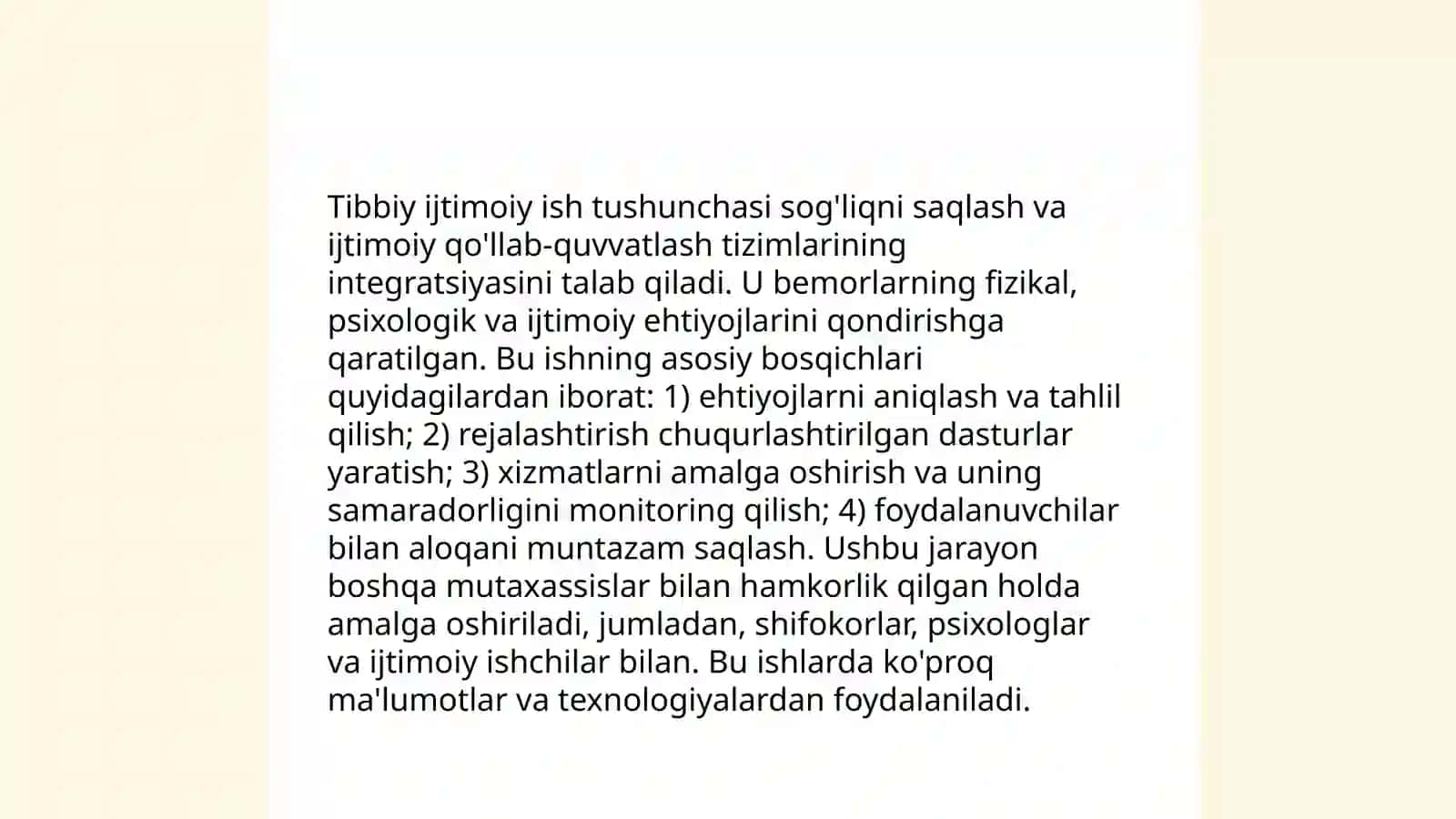 Tibbiy ijtimoiy ish tushunchasi va uni tashkil qilish bisqichlari 3