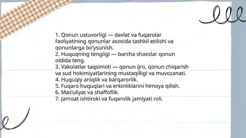 Qonun ustuvorligi taminlanishining demokratik asoslari 3