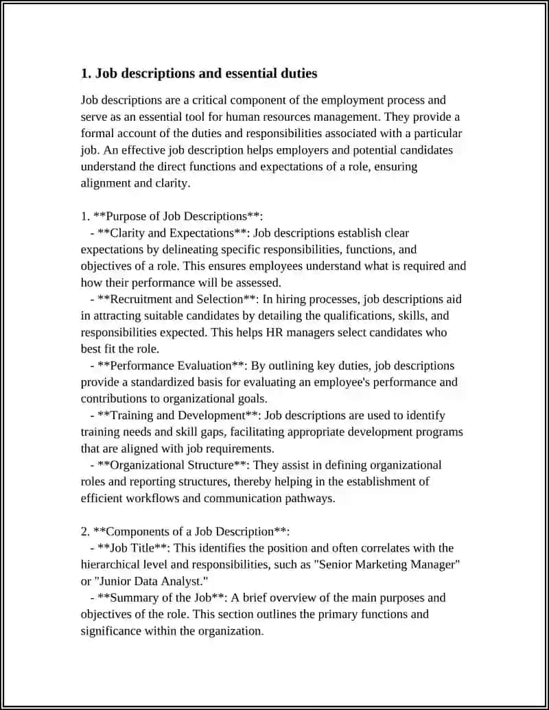 Job Descriptions and Essential Duties 3