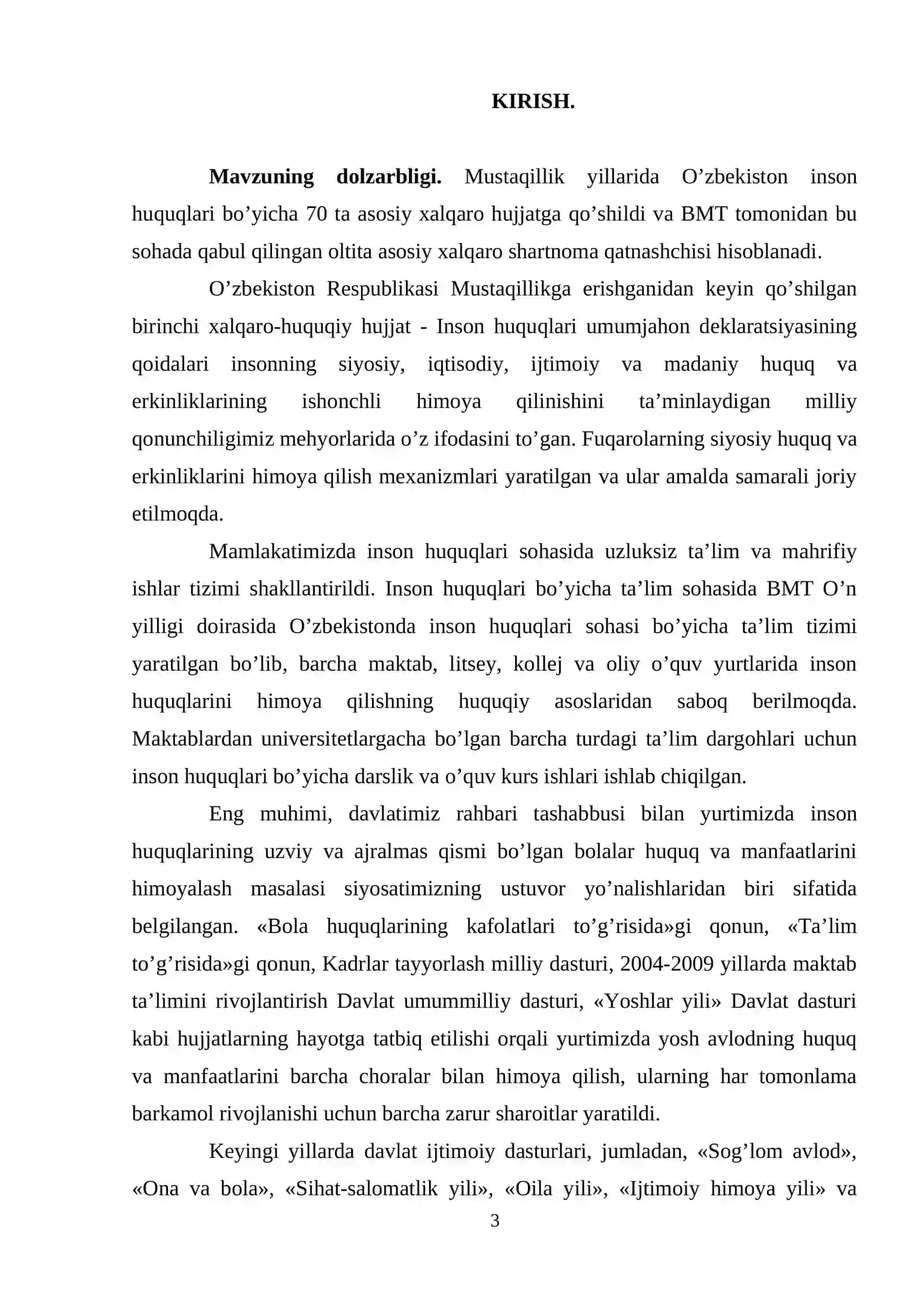 BOLA HUQUQLARI BO’YICHA XALQARO HUQUQIY NORMALAR 3