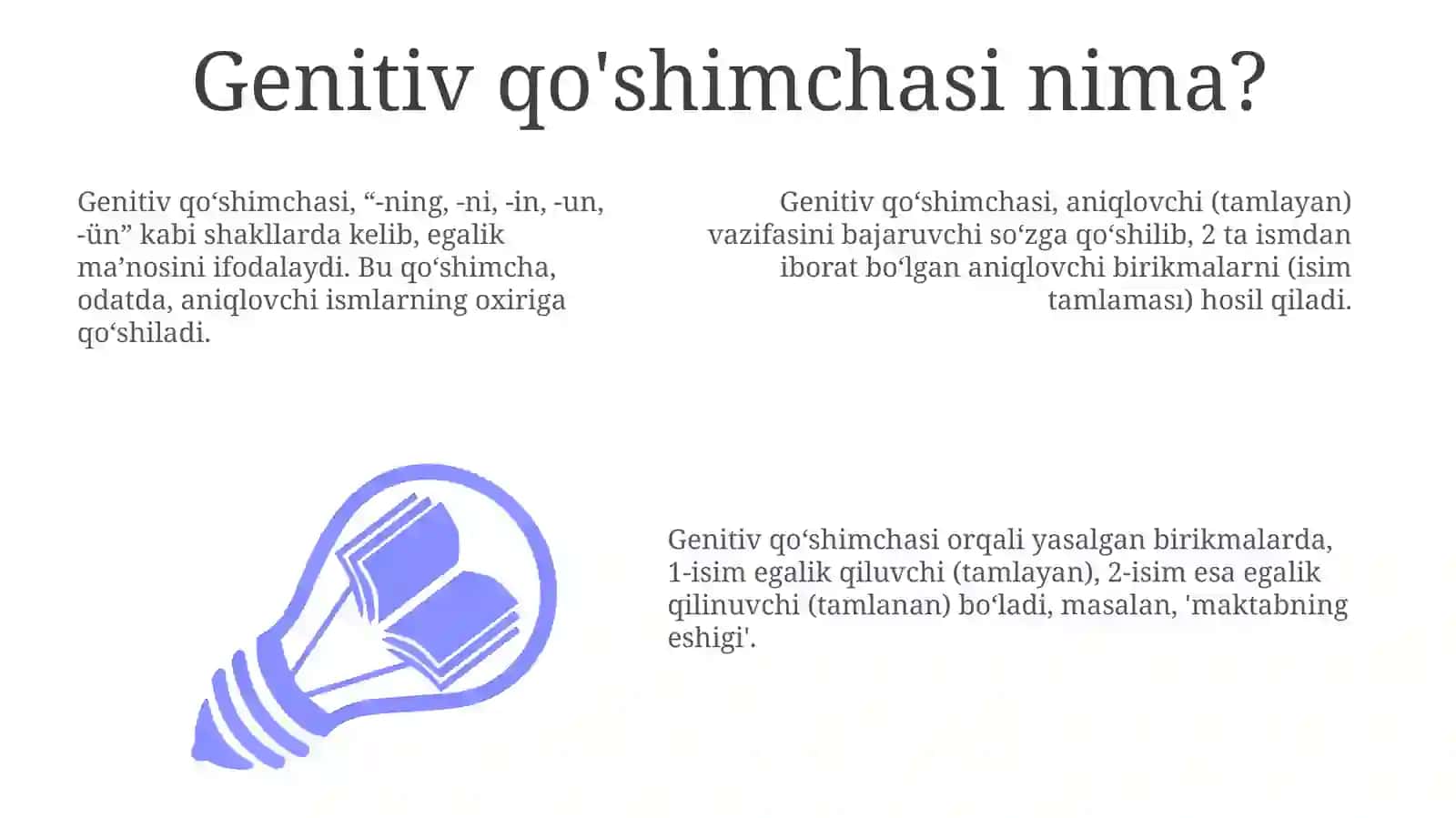 Qaratqich aniqlovchining qoʻllanish qoidasini tushuntir slaydlarda 3