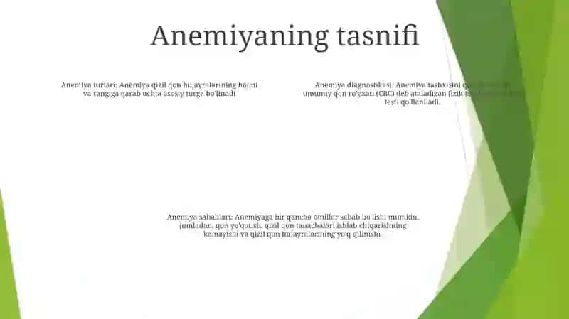 Anemiya Turlari Va Ularning Tashxisi 3