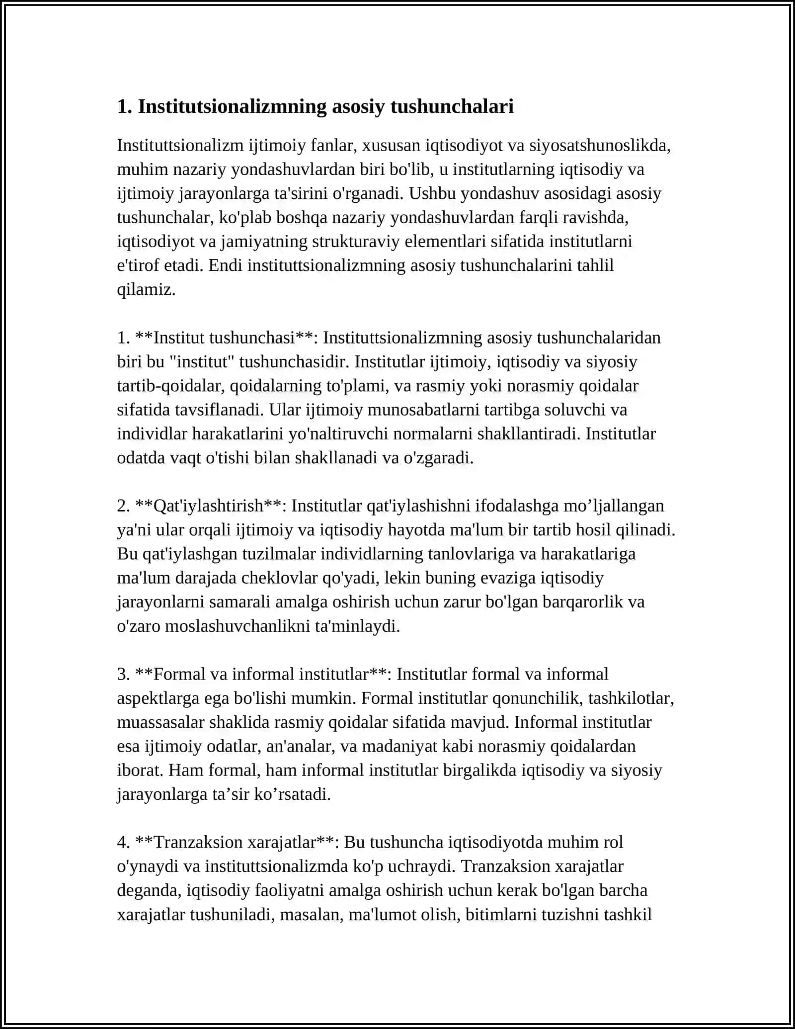 INSTITUTSIONALIZMNING YOʻNALISHI MOHIYATI VA AHAMIYATI 3