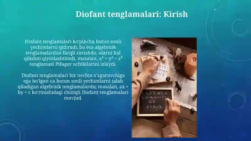 Diofant tenglamalari: Asosiy tushunchalar va misollar 3