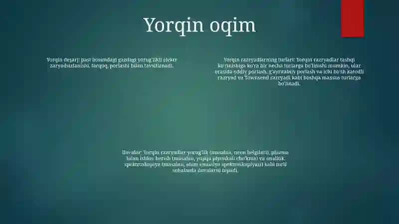 Mustaqil Gaz Razryadlarining Turlari Va Ularning QoʻLlanilishi 3