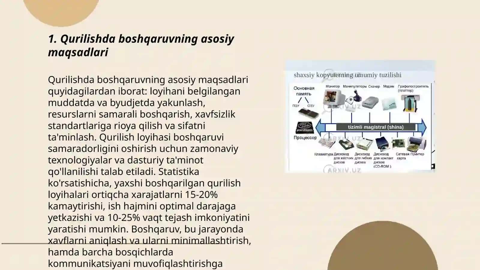 Qurilishda boshqarishning maqsadi, vazifalari va xususiyatlari 3