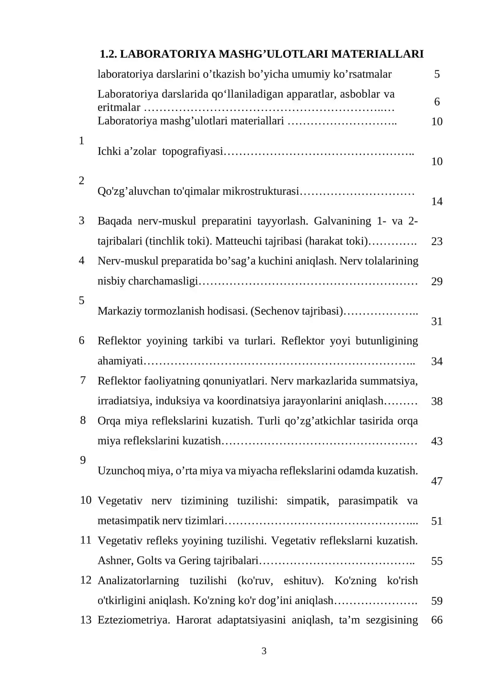 Odam va hayvonlar fiziologiyasi fanidan laboratoriya mashg'ulotlari 3