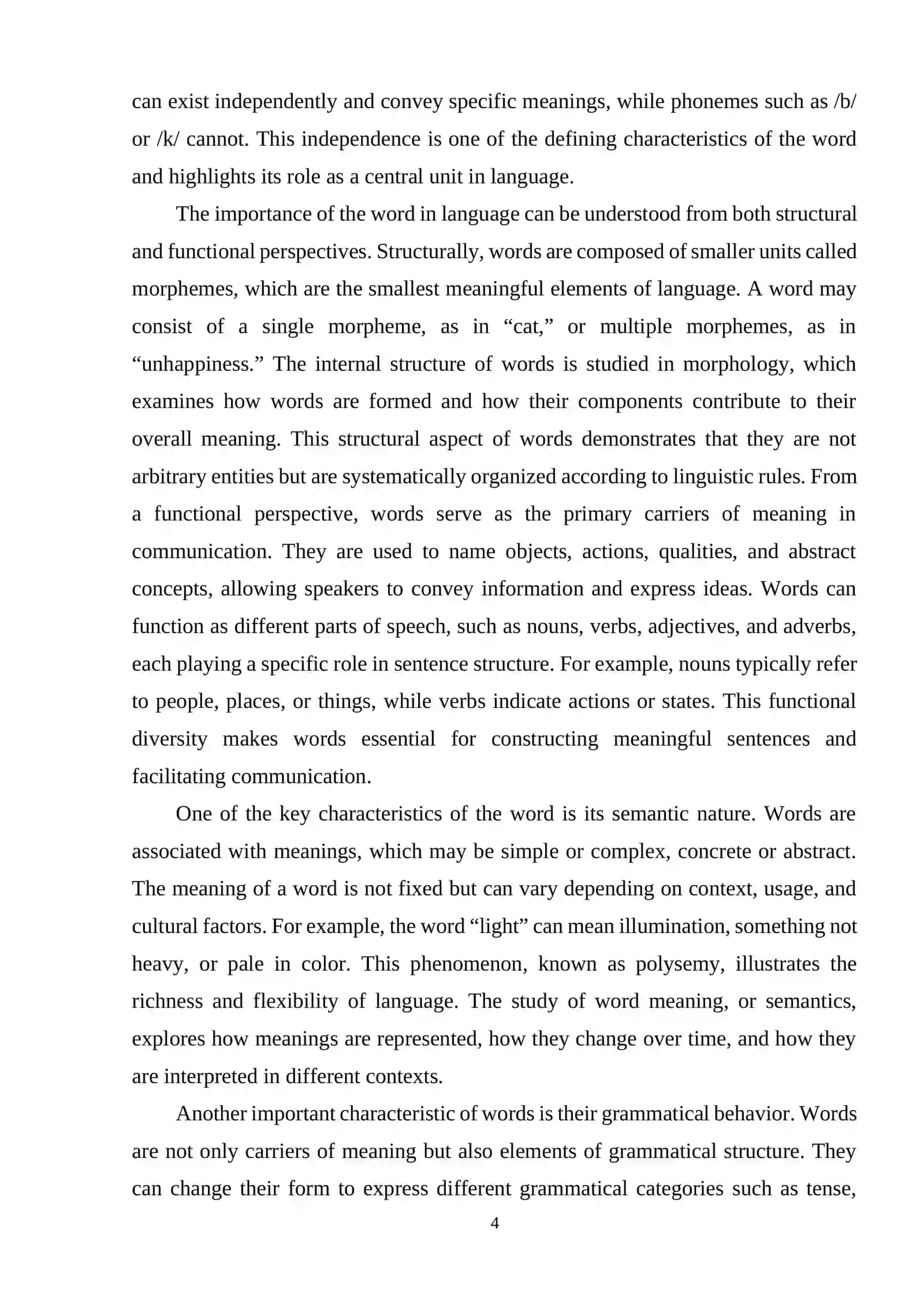 Characteristics of the Word as the Basic Unit of Language 3
