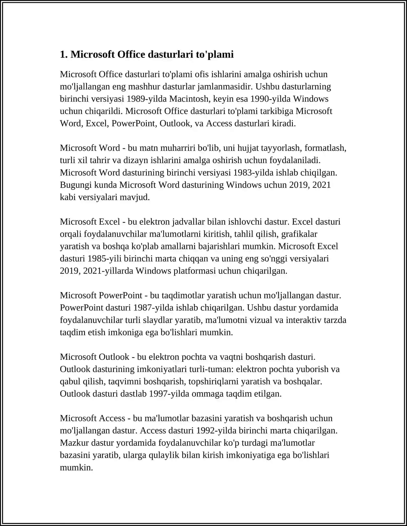 Microsoft Office dasturlari to'plami 3