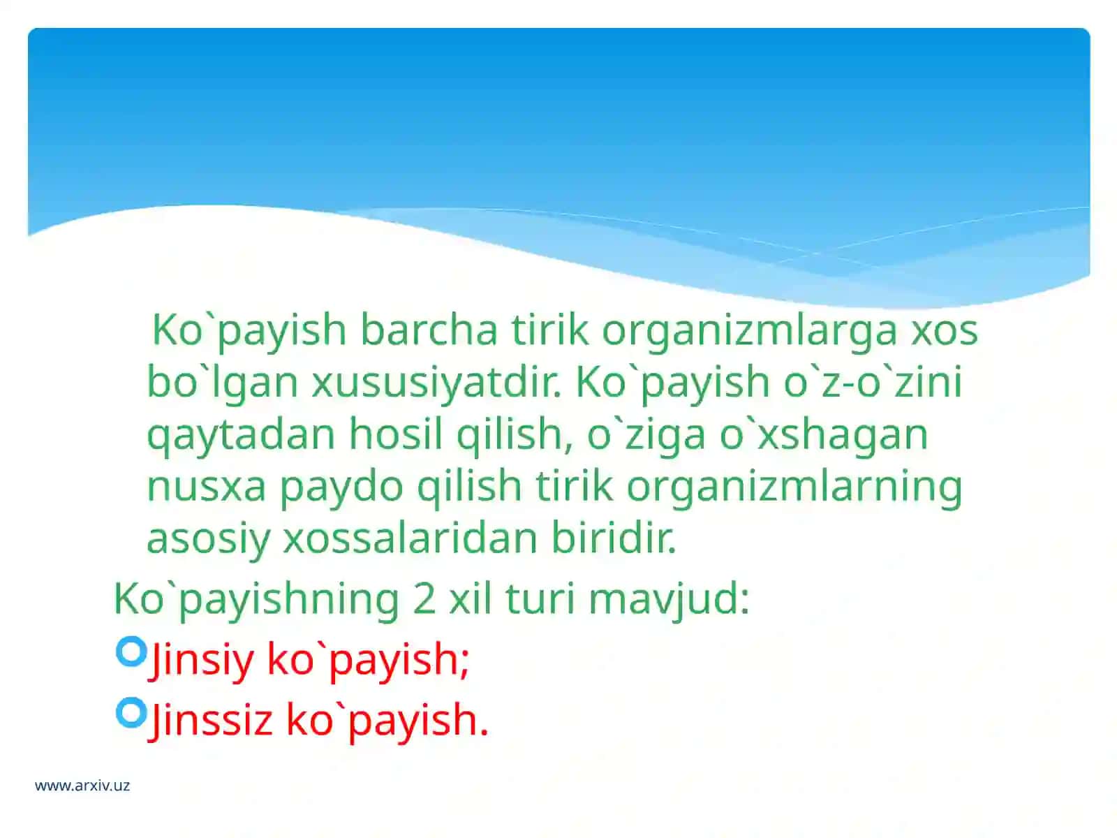 Organizmlarning jinssiz ko`payishi 3