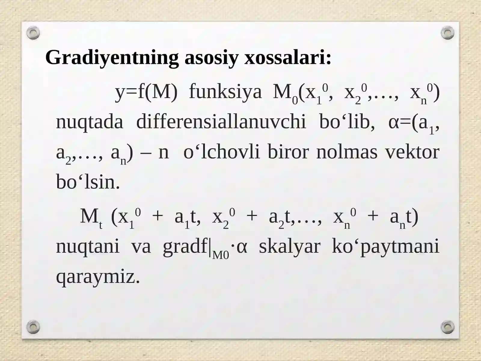 Ko‘p о‘zgaruvchili funksiya differensiali. Xususiy hosila va yuqori tartibli differensiallar 3