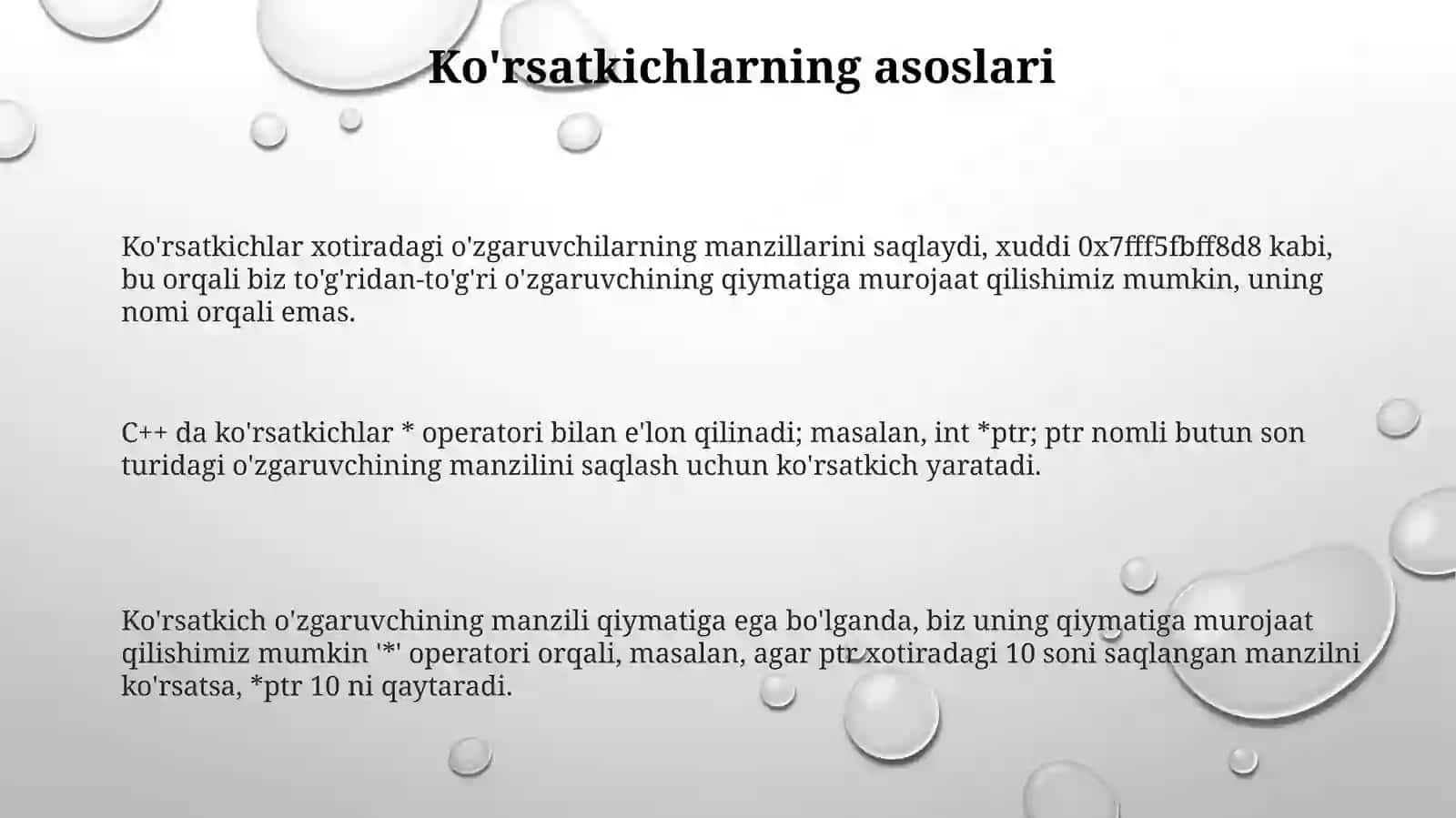 C++koʻrsatkichlar mavzusi 3