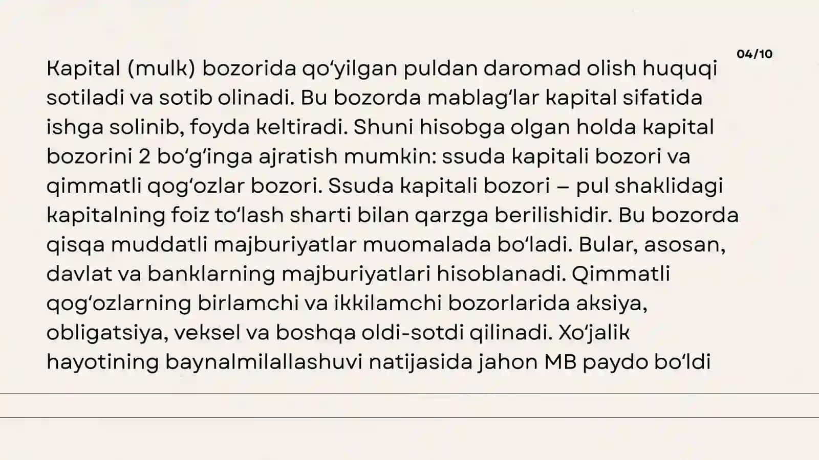 MOLIYAVIY BOZOR VA AKTIVLAR BOZORI OʻZARO BOGʻLIQLIGI 3