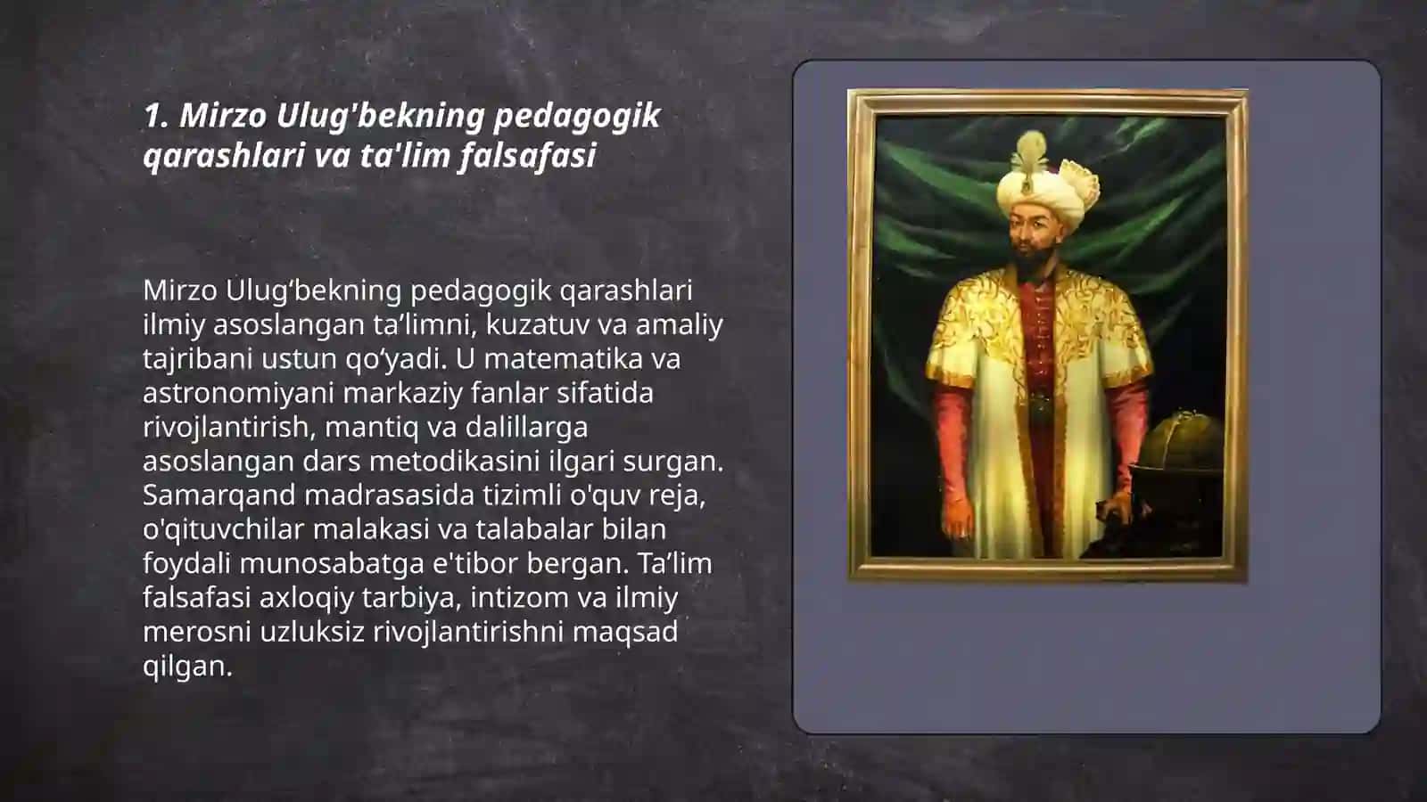 Mirzo Ulugʻbekning pedogogik ğoyalari va maʼrifatparvarlik faoliyati 3