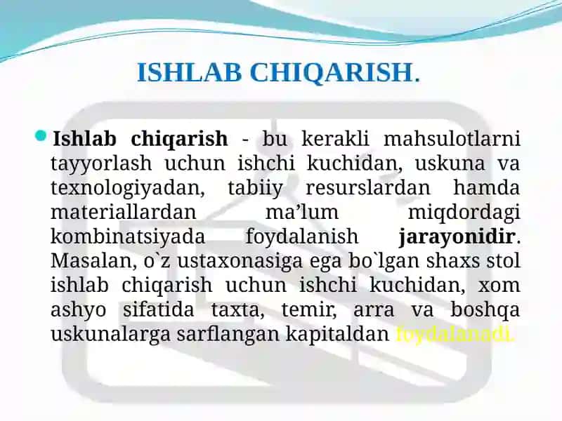 Ishlab chiqarish nazariyasi 3