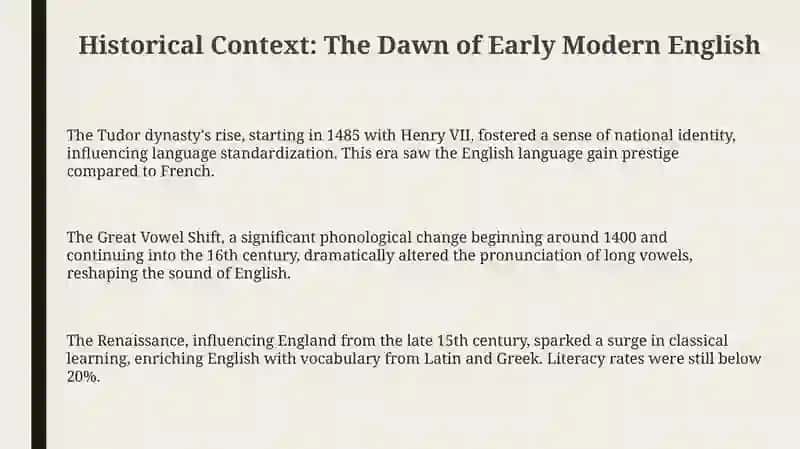Early Modern English during Shakespearianperiod 3