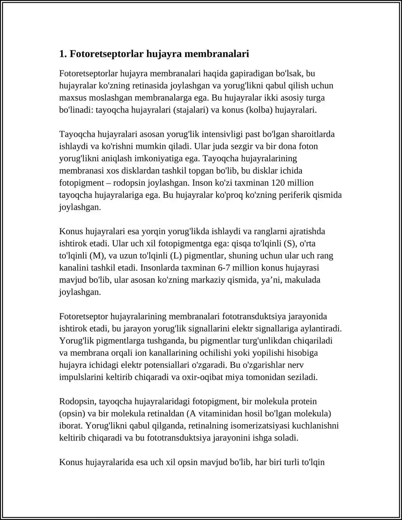 Fotoreseptorlar hujayra membranalari 3