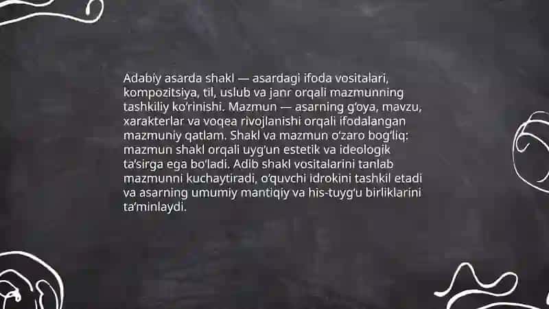 Adabiy asarda shakl va mazmun 3
