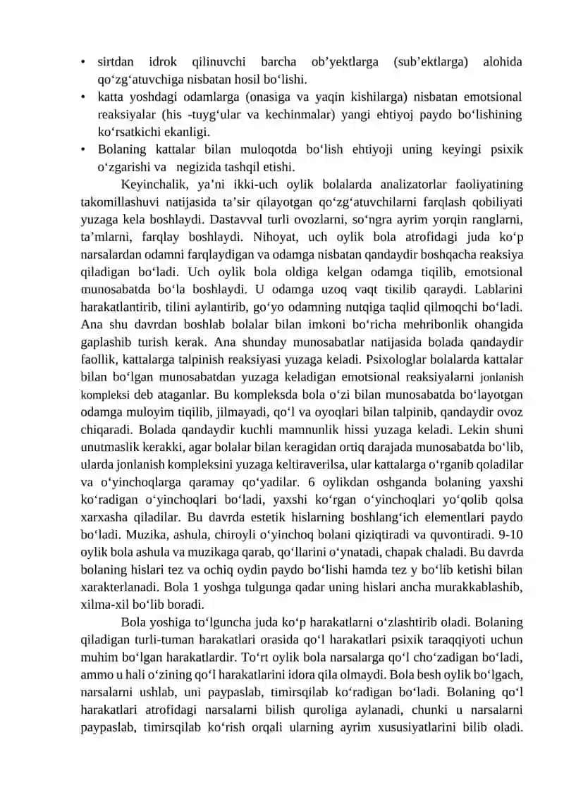 Chaqaloqlik va ilk bolalik davrining psixologik xususiyatlari 3
