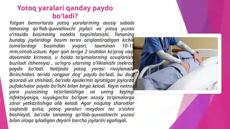 Yotoqyaralarigaqarshikurash:yotganbemorlarniparvarishqilishasoslari 3